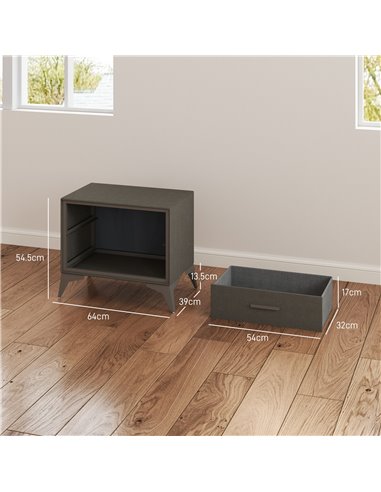 HOMCOM Velvet-Feel Chest of Two Drawers - Brown 831-832V00BN