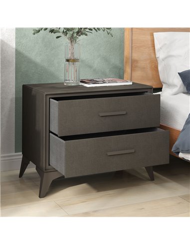HOMCOM Velvet-Feel Chest of Two Drawers - Brown 831-832V00BN