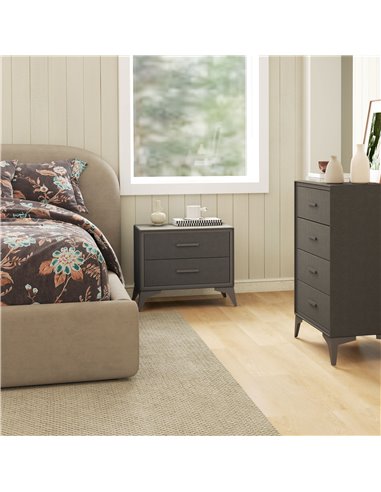 HOMCOM Velvet-Feel Chest of Two Drawers - Brown 831-832V00BN