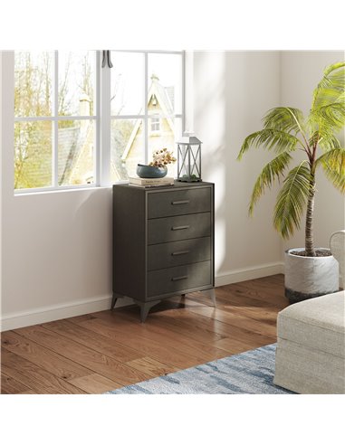 HOMCOM Velvet-Feel Chest of Four Drawers - Brown 831-833V00BN