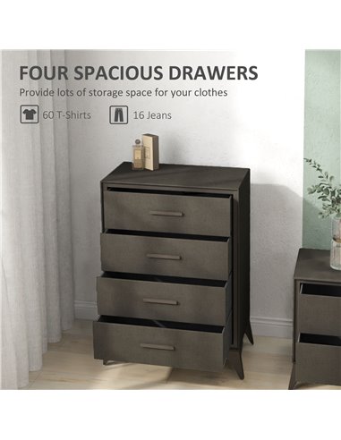 HOMCOM Velvet-Feel Chest of Four Drawers - Brown 831-833V00BN