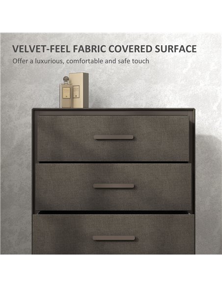 HOMCOM Velvet-Feel Chest of Four Drawers - Brown 831-833V00BN - pic 99501 | FastDaddyshop