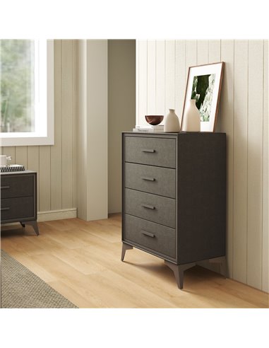 HOMCOM Velvet-Feel Chest of Four Drawers - Brown 831-833V00BN