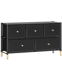 HOMCOM Faux Leather Front Chest of Drawers - Black 831-831V80BK