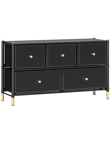 HOMCOM Faux Leather Front Chest of Drawers - Black 831-831V80BK - pic 99506 | FastDaddyshop