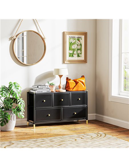 HOMCOM Faux Leather Front Chest of Drawers - Black 831-831V80BK - pic 99507 | FastDaddyshop