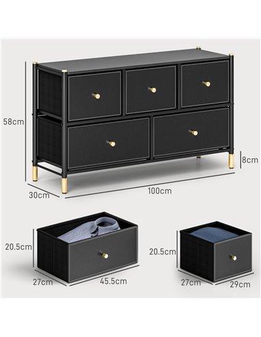 HOMCOM Faux Leather Front Chest of Drawers - Black 831-831V80BK
