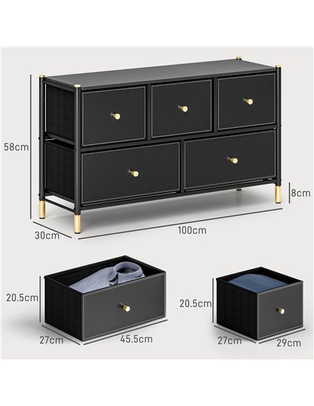 HOMCOM Faux Leather Front Chest of Drawers - Black 831-831V80BK - pic 99508 | FastDaddyshop