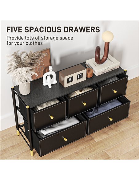 HOMCOM Faux Leather Front Chest of Drawers - Black 831-831V80BK - pic 99509 | FastDaddyshop