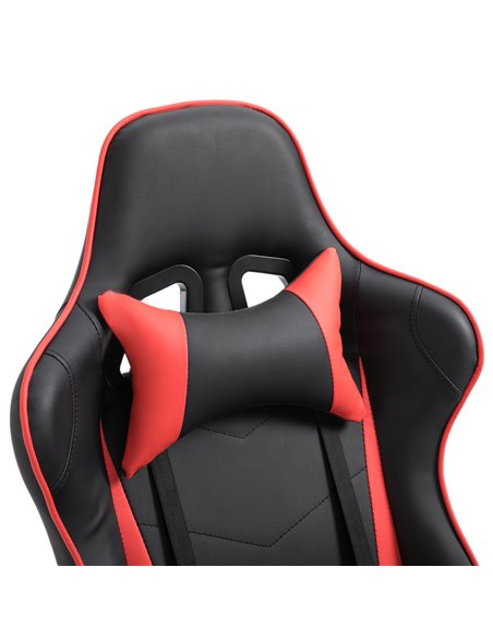 HOMCOM High-Back Gaming Chair Swivel Home Office Computer Racing Gamer Recliner Chair Faux Leather with Footrest, Wheels, Red Bl - pic 9951 | FastDaddyshop