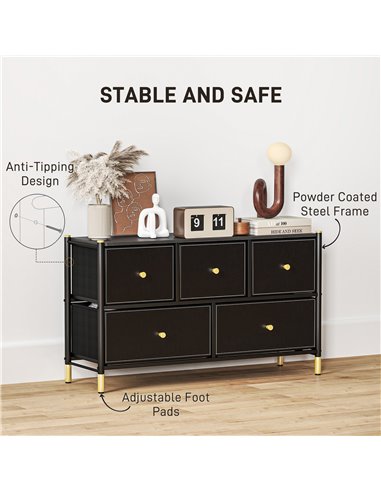 HOMCOM Faux Leather Front Chest of Drawers - Black 831-831V80BK
