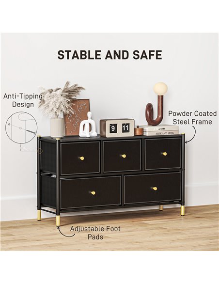 HOMCOM Faux Leather Front Chest of Drawers - Black 831-831V80BK - pic 99511 | FastDaddyshop