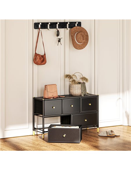 HOMCOM Faux Leather Front Chest of Drawers - Black 831-831V80BK - pic 99512 | FastDaddyshop