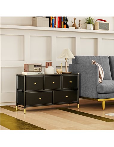HOMCOM Faux Leather Front Chest of Drawers - Black 831-831V80BK