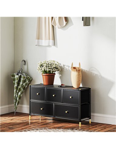 HOMCOM Faux Leather Front Chest of Drawers - Black 831-831V80BK