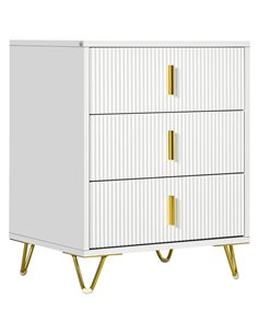 HOMCOM Elegant Chest of Three Drawers - White/Gold-Tone 839-674V80WT