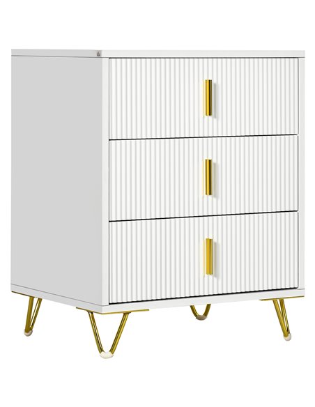 HOMCOM Elegant Chest of Three Drawers - White/Gold-Tone 839-674V80WT - pic 99515 | FastDaddyshop