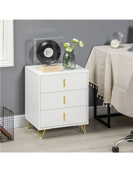 HOMCOM Elegant Chest of Three Drawers - White/Gold-Tone 839-674V80WT - pic 99516 | FastDaddyshop