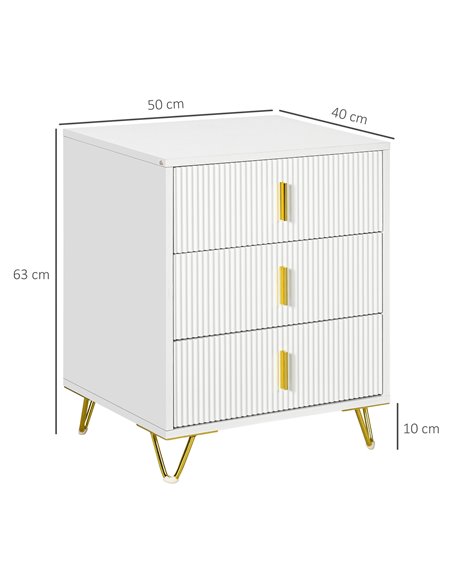HOMCOM Elegant Chest of Three Drawers - White/Gold-Tone 839-674V80WT - pic 99517 | FastDaddyshop