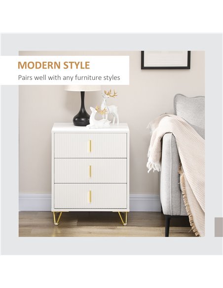 HOMCOM Elegant Chest of Three Drawers - White/Gold-Tone 839-674V80WT - pic 99518 | FastDaddyshop