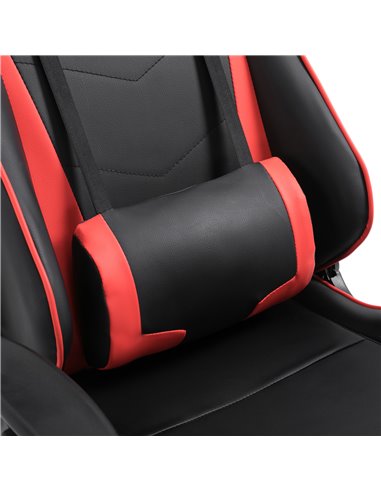 HOMCOM High-Back Gaming Chair Swivel Home Office Computer Racing Gamer Recliner Chair Faux Leather with Footrest, Wheels, Red Bl