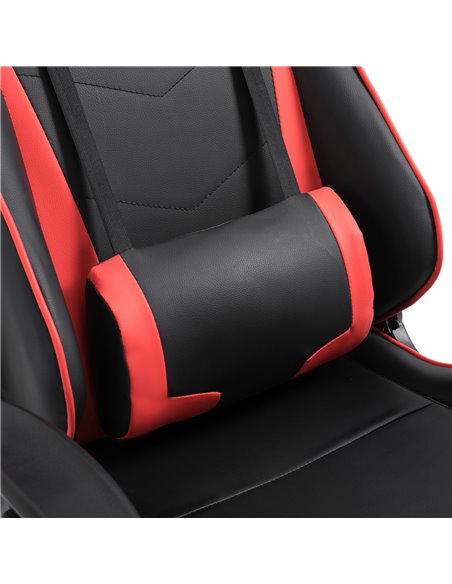 HOMCOM High-Back Gaming Chair Swivel Home Office Computer Racing Gamer Recliner Chair Faux Leather with Footrest, Wheels, Red Bl - pic 9952 | FastDaddyshop