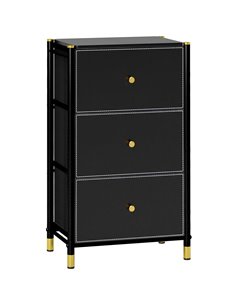 HOMCOM Faux Leather Front Chest of Three Drawers - Black 831-829V80BK