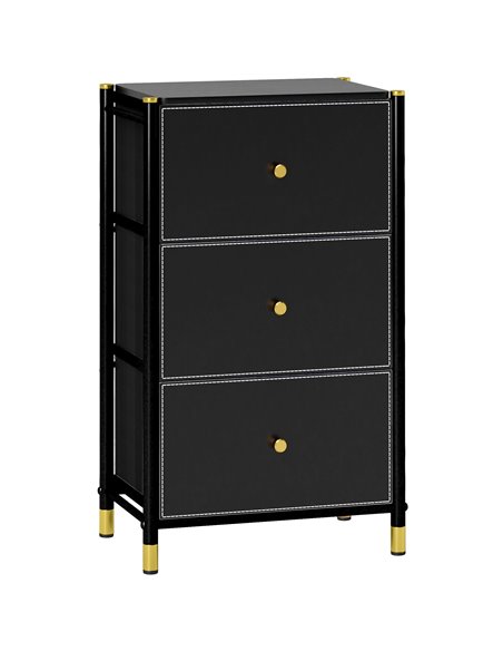 HOMCOM Faux Leather Front Chest of Three Drawers - Black 831-829V80BK - pic 99524 | FastDaddyshop
