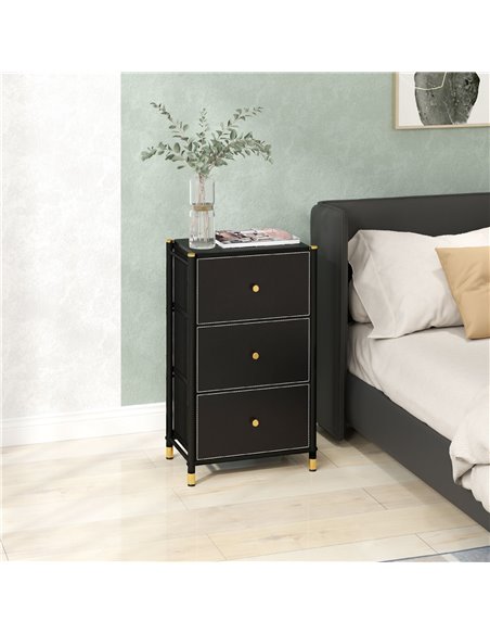 HOMCOM Faux Leather Front Chest of Three Drawers - Black 831-829V80BK - pic 99525 | FastDaddyshop