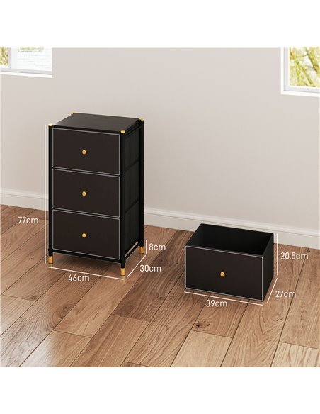 HOMCOM Faux Leather Front Chest of Three Drawers - Black 831-829V80BK - pic 99526 | FastDaddyshop
