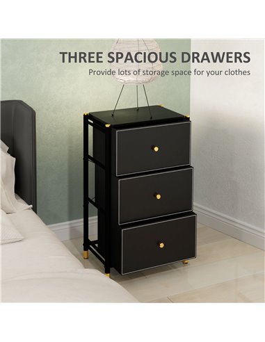 HOMCOM Faux Leather Front Chest of Three Drawers - Black 831-829V80BK