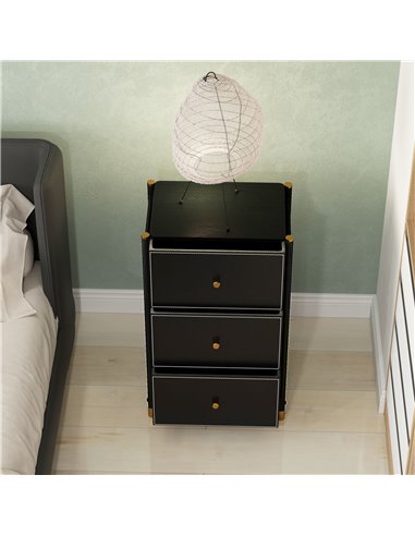 HOMCOM Faux Leather Front Chest of Three Drawers - Black 831-829V80BK