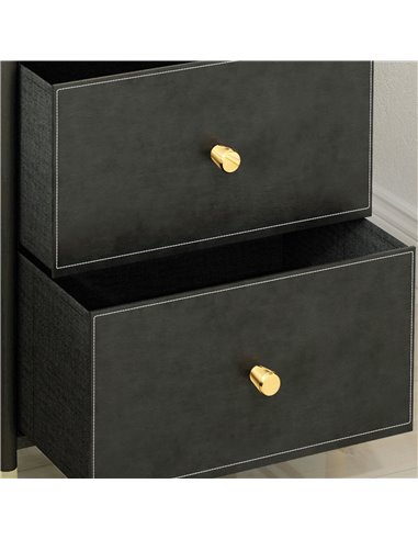HOMCOM Faux Leather Front Chest of Three Drawers - Black 831-829V80BK