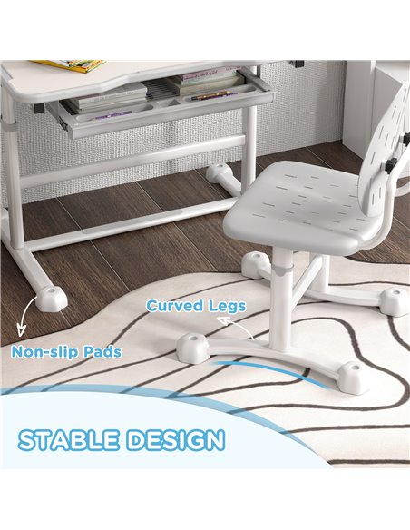 AIYAPLAY Height Adjustable Kids Desk and Chair Set, School Study Writing, Reading Table Chair Set w/ Tilted Desktop, Grey 312-12 - pic 99574 | FastDaddyshop