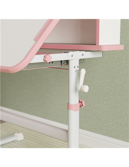AIYAPLAY Height Adjustable Kids Desk and Chair Set, Children School Study Desk with Tiltable Desktop, Reading Rack,  Pink 312-12 - pic 99586 | FastDaddyshop