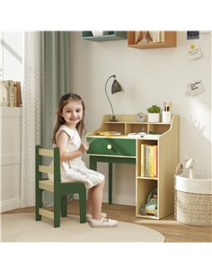 AIYAPLAY Kids Desk and Chair Set with Storage Shelves and Drawer, Green 312-126V80GN 2