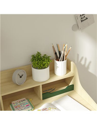 AIYAPLAY Kids Desk and Chair Set with Storage Shelves and Drawer, Green 312-126V80GN