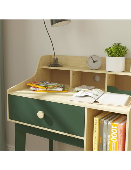 AIYAPLAY Kids Desk and Chair Set with Storage Shelves and Drawer, Green 312-126V80GN - pic 99604 | FastDaddyshop