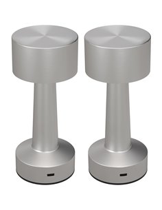 Homcom 2 Pack Cordless Table Lamp, Touch LED Desk Lamp with Rechargeable Battery, 3 Colour, for Bedroom Living Room, Silver B31-