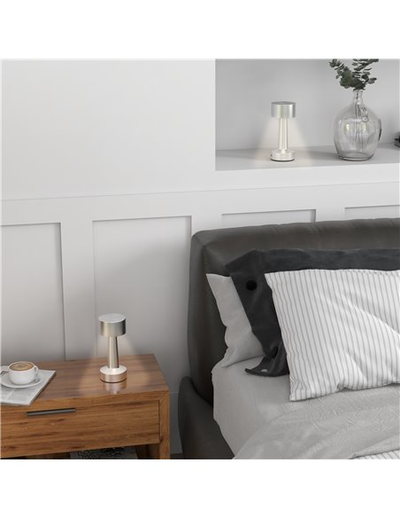 Homcom 2 Pack Cordless Table Lamp, Touch LED Desk Lamp with Rechargeable Battery, 3 Colour, for Bedroom Living Room, Silver B31- - pic 99606 | FastDaddyshop