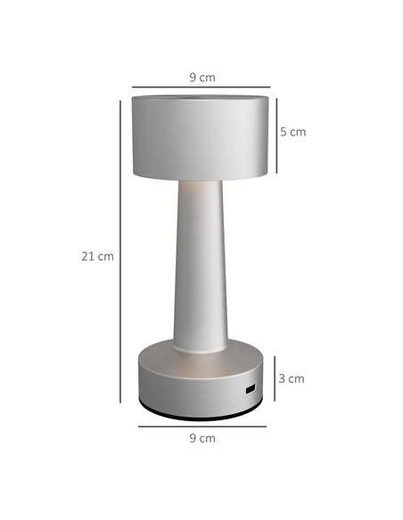 Homcom 2 Pack Cordless Table Lamp, Touch LED Desk Lamp with Rechargeable Battery, 3 Colour, for Bedroom Living Room, Silver B31- - pic 99607 | FastDaddyshop