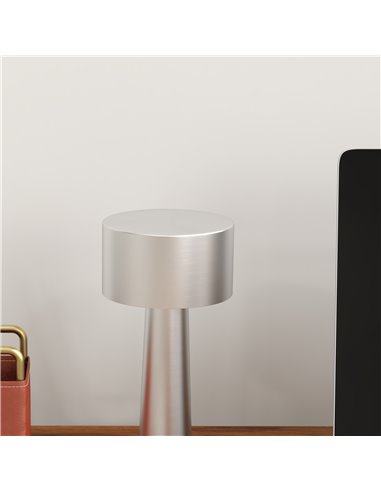 Homcom 2 Pack Cordless Table Lamp, Touch LED Desk Lamp with Rechargeable Battery, 3 Colour, for Bedroom Living Room, Silver B31-