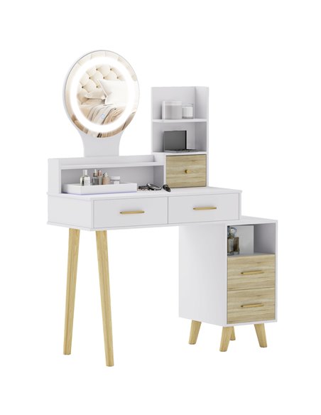 HOMCOM Elegant Dressing Table, with Storage - White 831-922V01WT - pic 99650 | FastDaddyshop