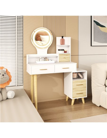 HOMCOM Elegant Dressing Table, with Storage - White 831-922V01WT - pic 99651 | FastDaddyshop