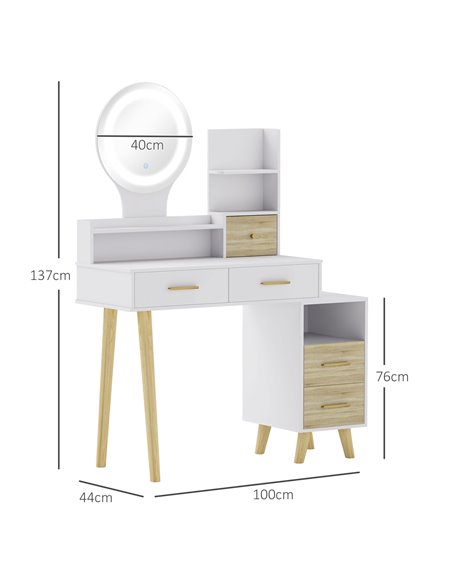 HOMCOM Elegant Dressing Table, with Storage - White 831-922V01WT - pic 99652 | FastDaddyshop