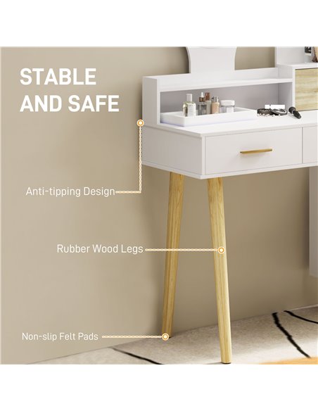 HOMCOM Elegant Dressing Table, with Storage - White 831-922V01WT - pic 99655 | FastDaddyshop