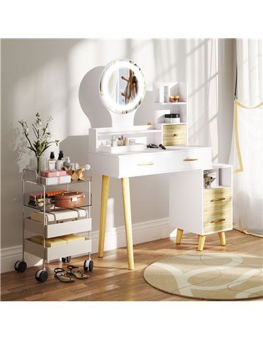 HOMCOM Elegant Dressing Table, with Storage - White 831-922V01WT