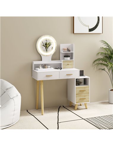 HOMCOM Elegant Dressing Table, with Storage - White 831-922V01WT