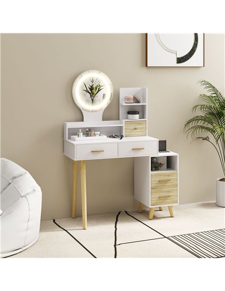 HOMCOM Elegant Dressing Table, with Storage - White 831-922V01WT - pic 99657 | FastDaddyshop