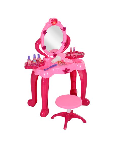 AIYAPLAY Kids Dressing Table with mirror, Stool, Light, Music, 15 Accessories, for Ages 3-6 Years, Pink 350-166V00PK - pic 99659 | FastDaddyshop